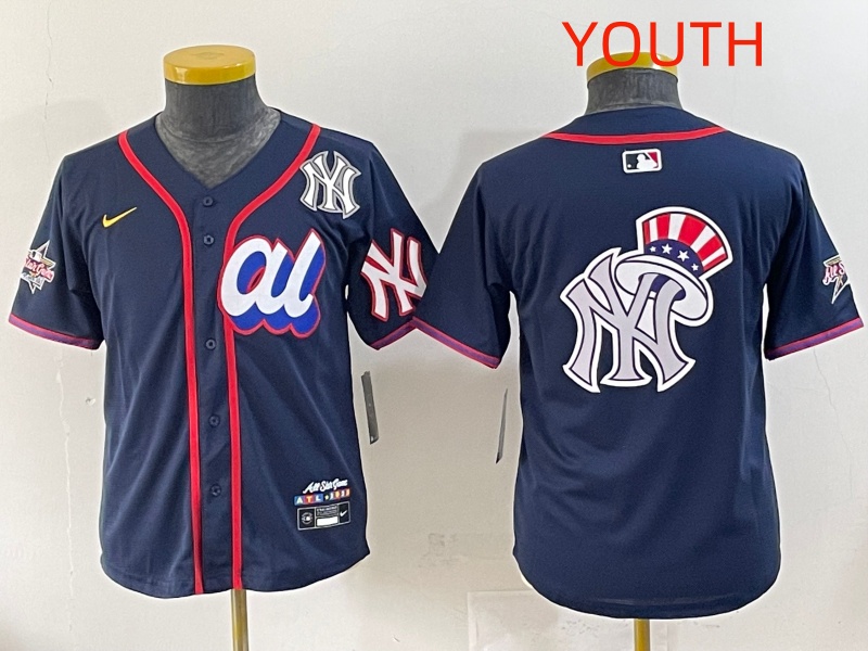 Youth 2025 New York Yankees Blank Drak Blue All star Blank Blue Nike MLB Jersey style 16->youth mlb jersey->Youth Jersey